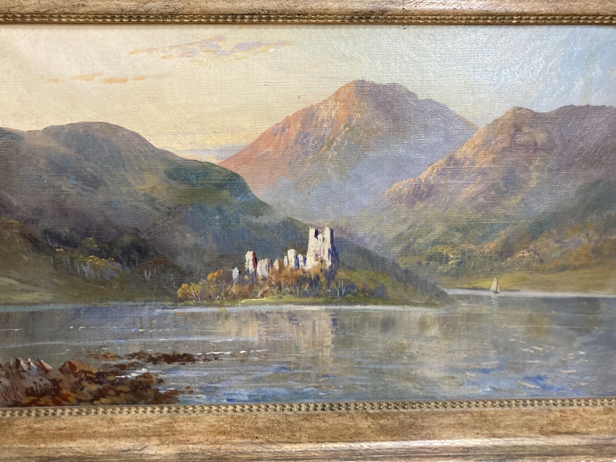 W. Richards (Jamieson), pair of oils on canvas, Luss, Loch Lomond and Kilchurn Castle, Loch Awe, signed, 30 x 50cm
